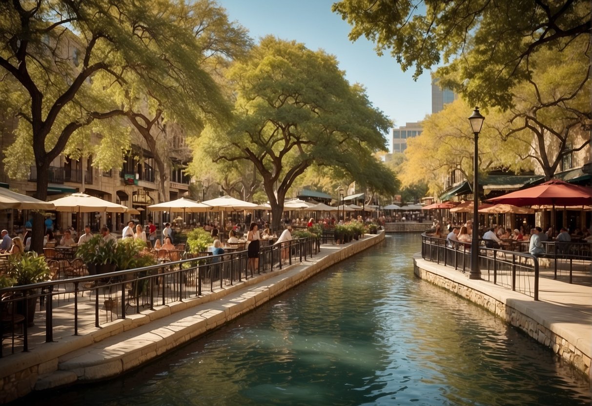 The San Antonio Riverwalk bustles with activity in the spring and fall, as vibrant foliage lines the waterway. The warm, sunny days provide the perfect backdrop for leisurely strolls and outdoor dining
