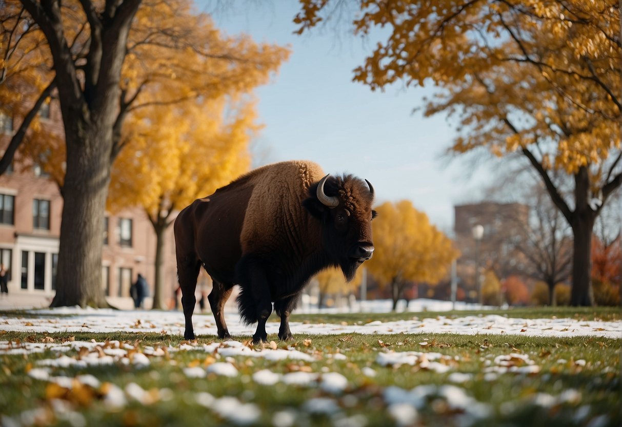 Buffalo in autumn, trees ablaze with color. Snow blankets the city in winter. Spring brings blooming flowers. Summer, vibrant green parks and blue skies