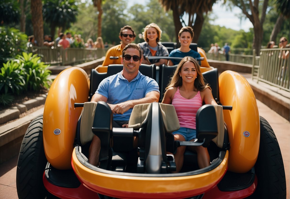 Guests enjoying thrilling rides, lush landscapes, and animal encounters at Busch Gardens Tampa during peak season