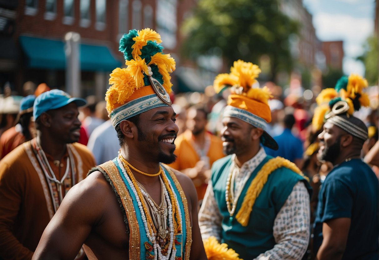 Colorful festivals and cultural celebrations fill the streets of Baltimore. Vibrant music, dance, and food bring the city to life. A diverse mix of people come together to celebrate their heritage