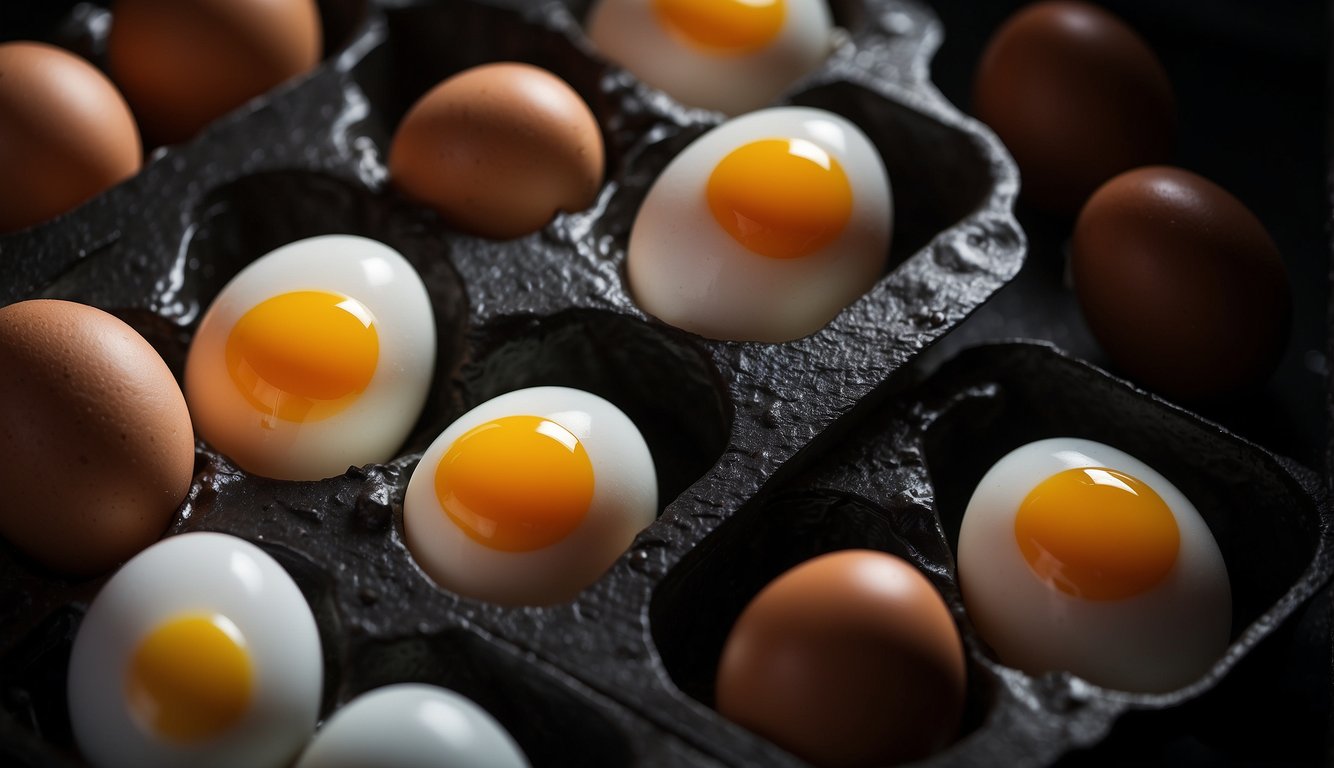 Eggs being coated in mineral oil and stored in a cool, dark place
