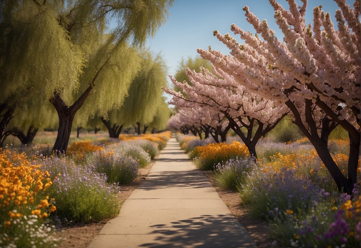 Vibrant blossoms line the Fresno County Blossom Trail, creating a picturesque scene of colorful flowers in full bloom