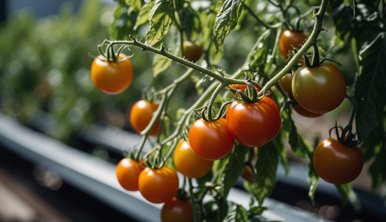 Tomato plants withering from water wilt and pest stress