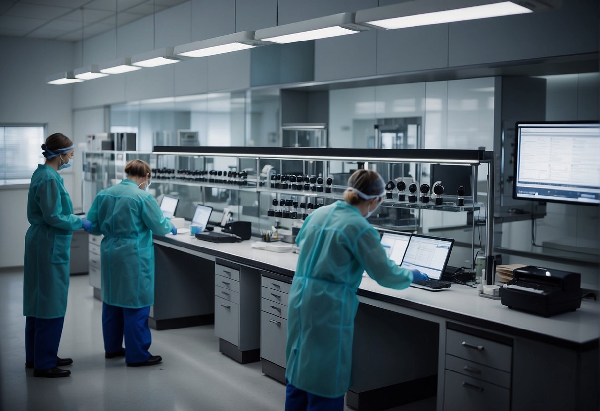 Benefits of ISO 17025 Accreditation - A laboratory with ISO 17025 accreditation seal displayed prominently on the wall, high-quality equipment, meticulous record-keeping, and skilled staff performing precise testing