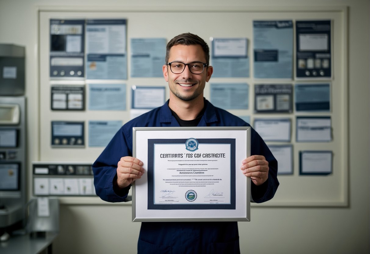 Benefits of ISO 17025 Accreditation - A laboratory technician proudly displays the ISO 17025 accreditation certificate on the wall, surrounded by equipment and instruments