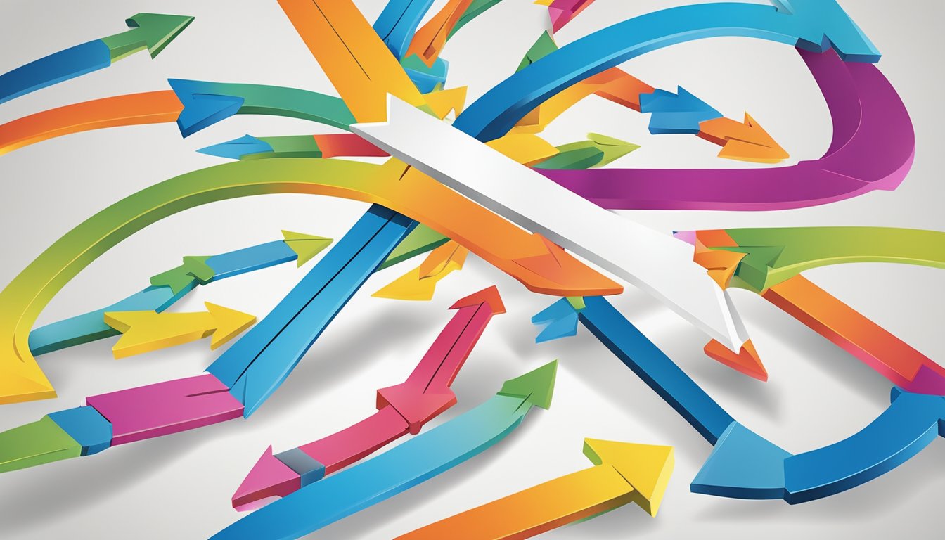 A group of arrows pointing in different directions, symbolizing the various strategies and processes involved in guiding change