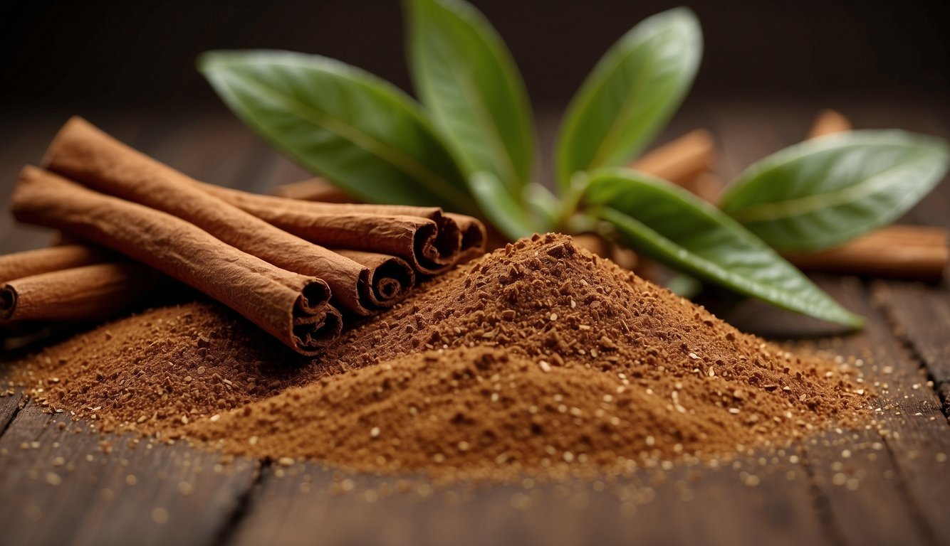 Cinnamon powder sprinkled around plant cuttings for natural rooting aid
