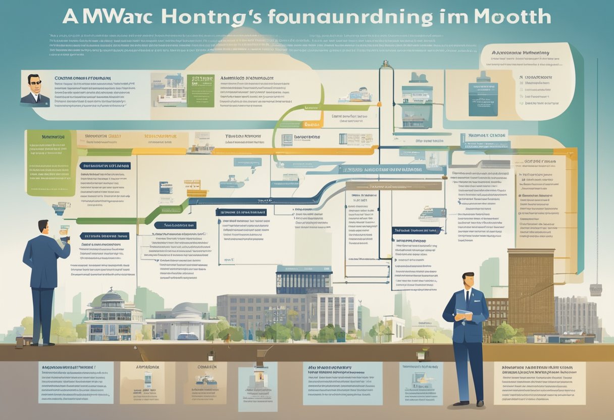 A timeline of Amway's founding in 1959 and its growth, alongside a list of pros and cons of the MLM business model