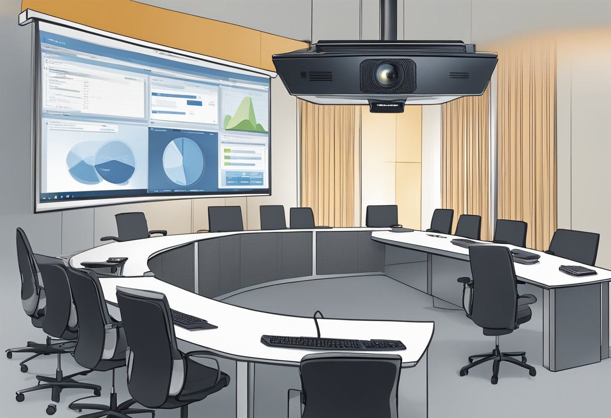 The TANDBERG Profile 3000 MXP 313 is a sleek, modern video conferencing system with a large high-definition display, multiple camera inputs, and integrated microphone array