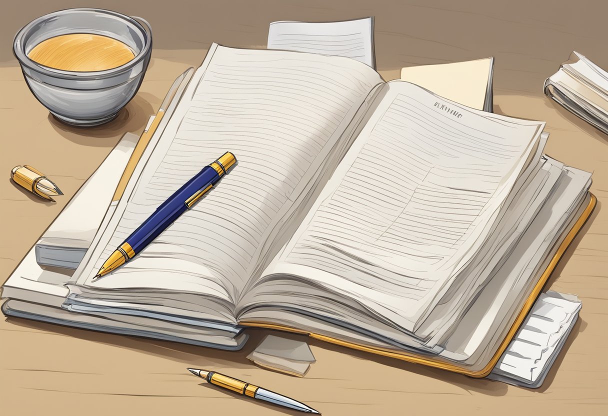 A table with a pen, paper, and a French vocabulary book open to a page with basic quiz questions