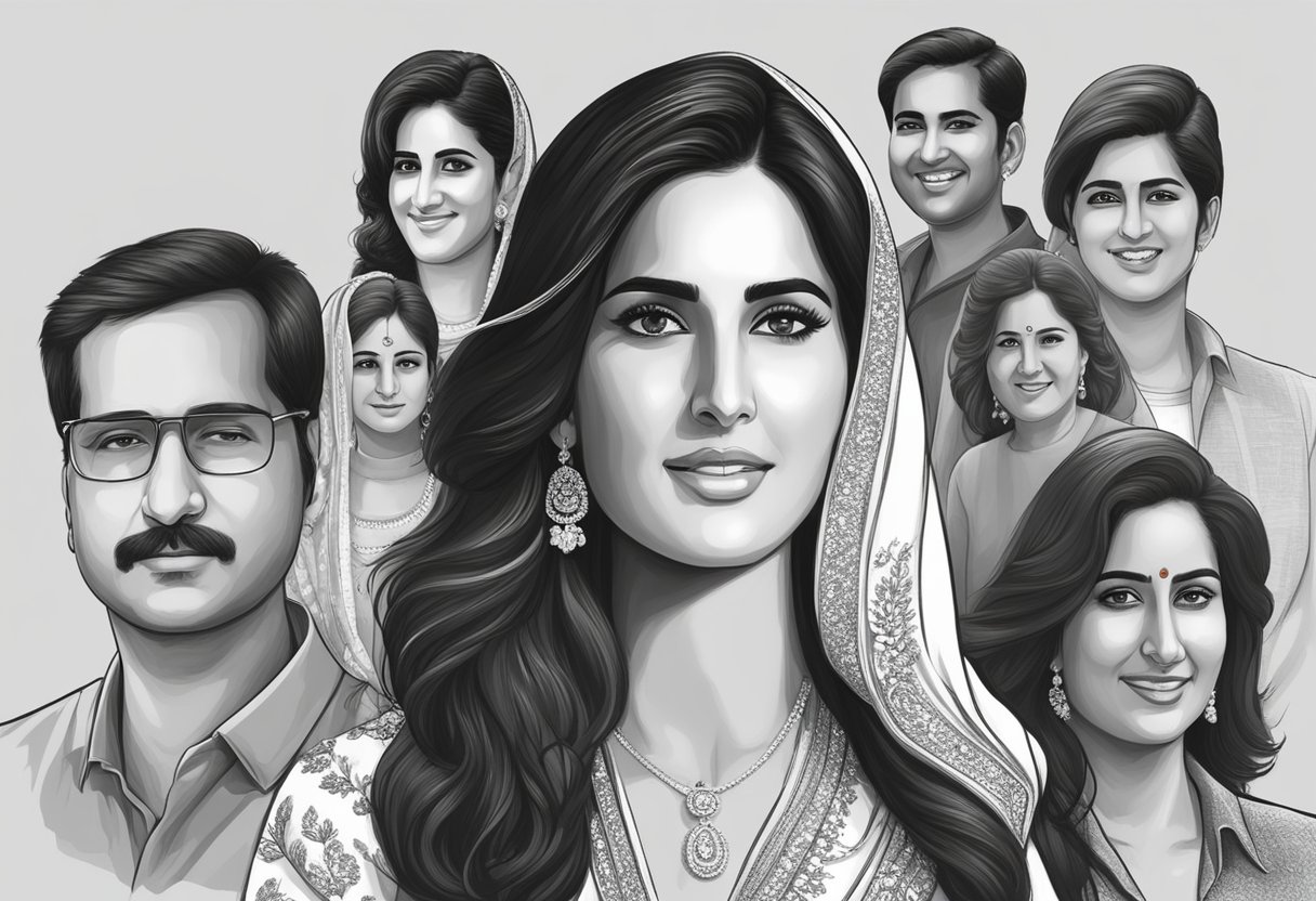 A detailed biography of Katrina Kaif with her family, age, and net worth. No human subject or body parts included