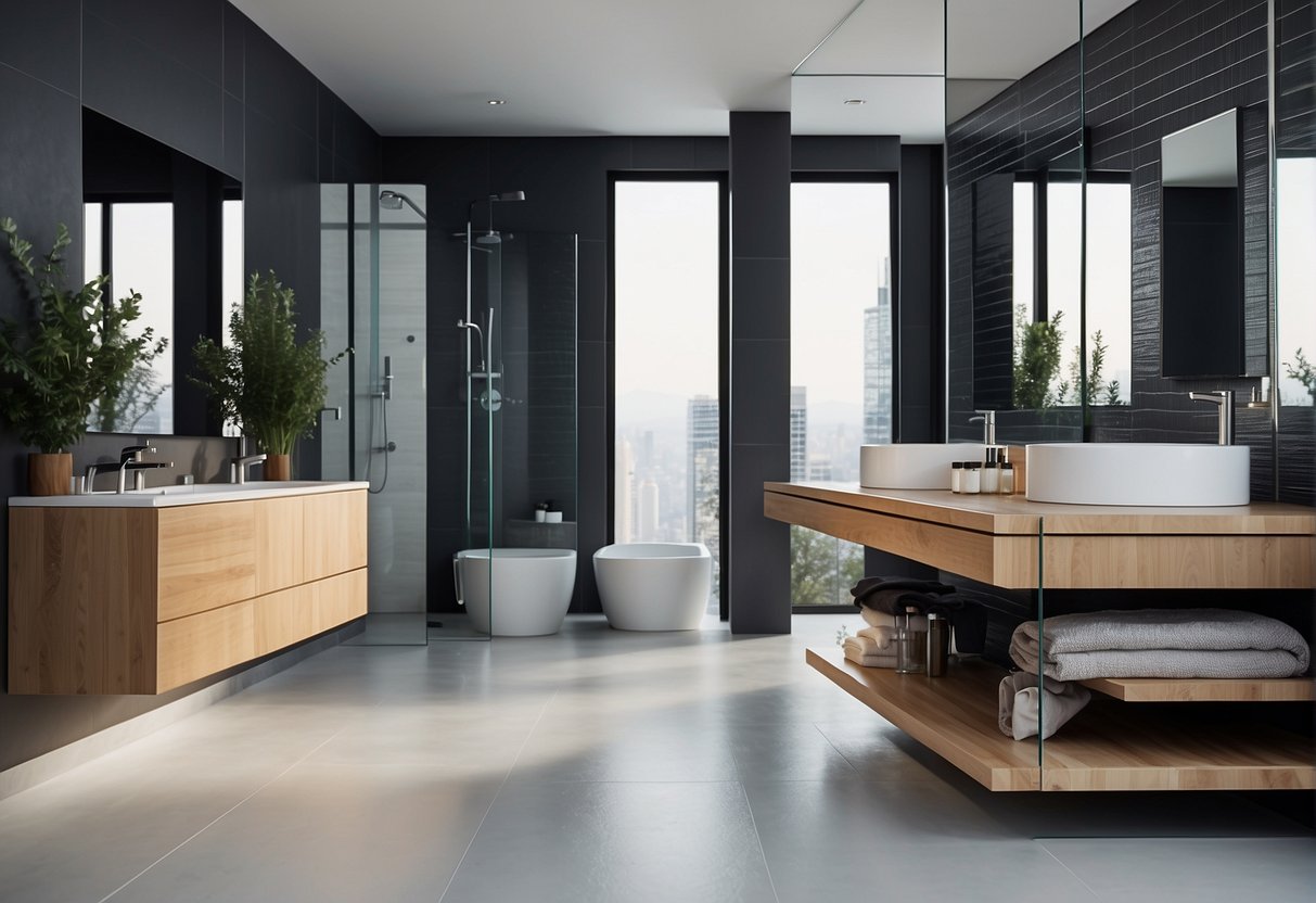 A modern bathroom furniture set