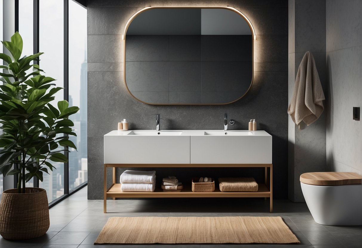 A modern bathroom with sleek, minimalist furniture and clean lines