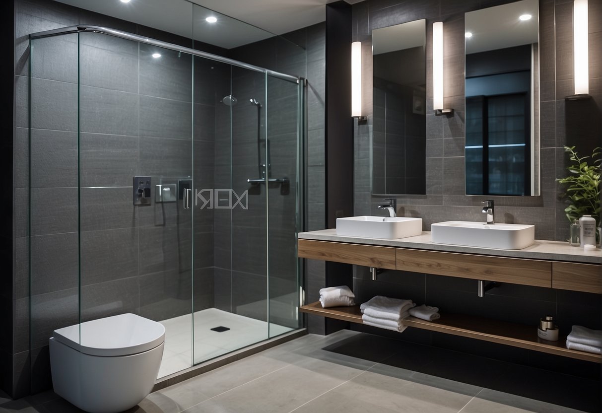 A modern bathroom with branded furniture and fixtures