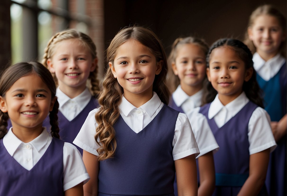 A group of children in gender-specific choir uniforms, featuring varying colors, styles, and accessories. Each design reflects the unique identity of the choir members