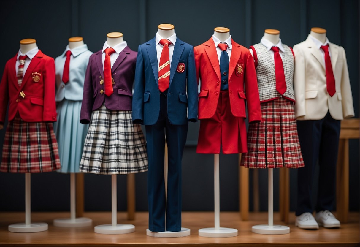 Children's choir uniform designs displayed on mannequins for special performances