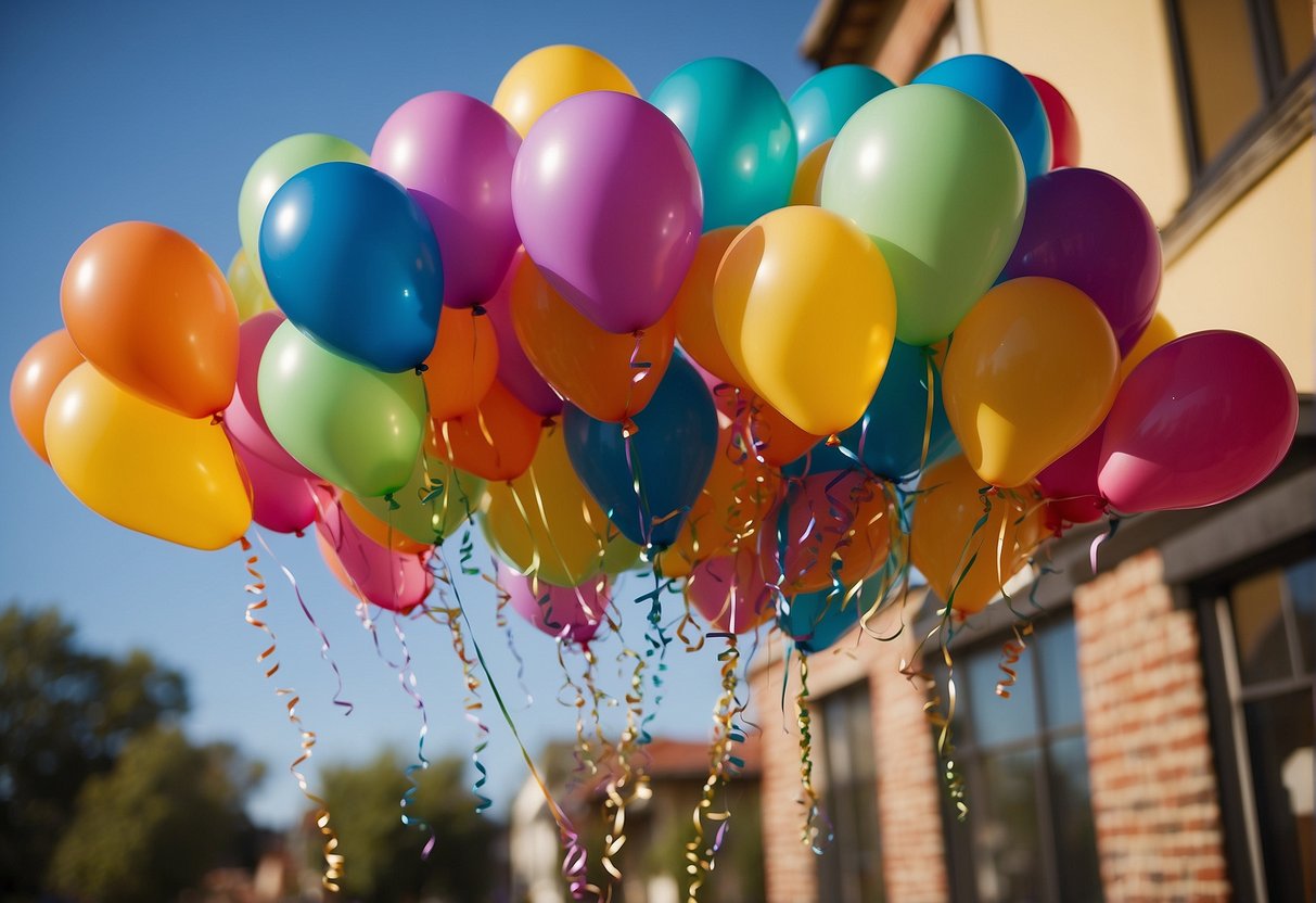 Children's names displayed on colorful balloons, with each balloon representing a different child's birthday. A banner reading "Honoring Multiple Children" hangs above