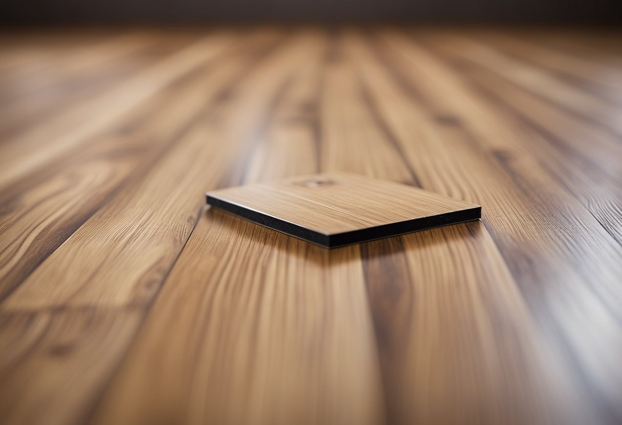 A laminate flooring board with beveled and square edge types side by side