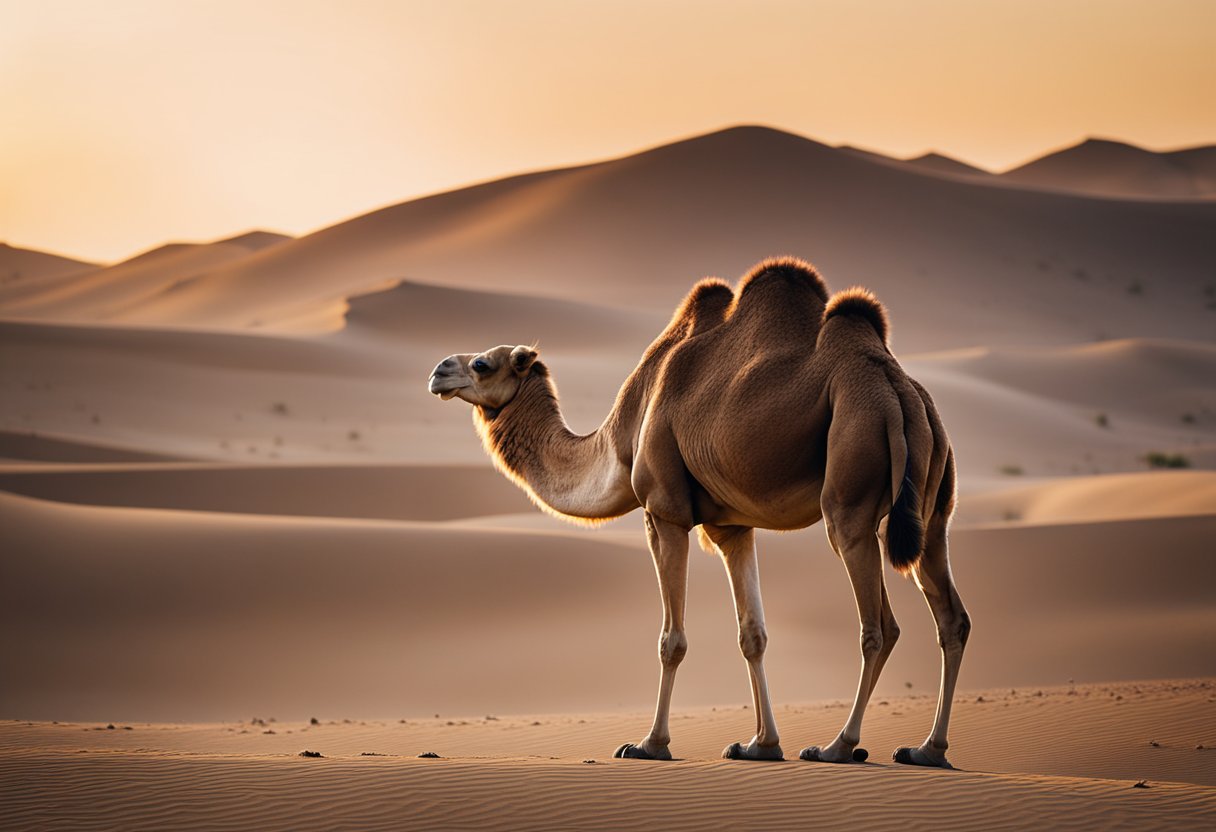 A camel stands tall in a desert, symbolizing resilience and adaptability in the modern world