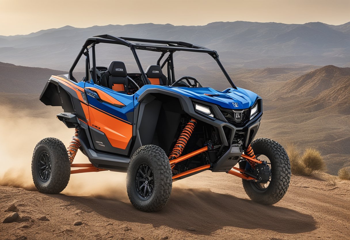 The 2023 Honda Talon S model sits on a rugged terrain, showcasing its new features such as enhanced suspension and updated body design