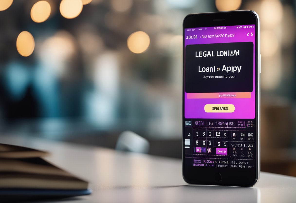 A smartphone displaying a legal loan app with innovative technology features