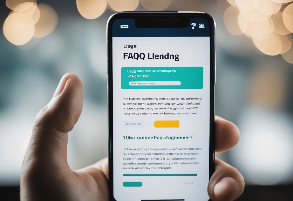 A smartphone displaying a FAQ page for a legal online lending app, with clear and concise questions and answers