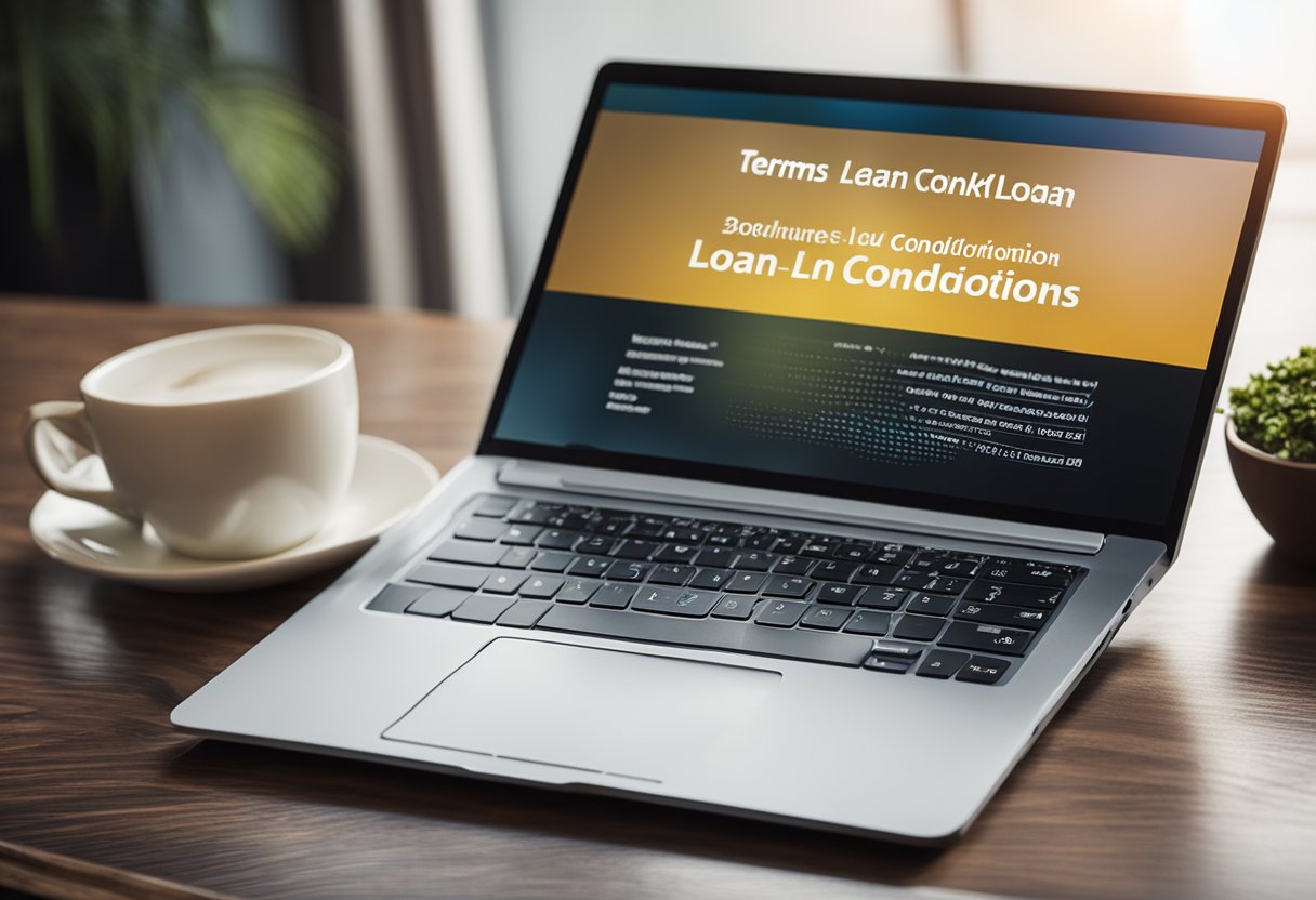 A laptop displaying OJK online loan terms and conditions