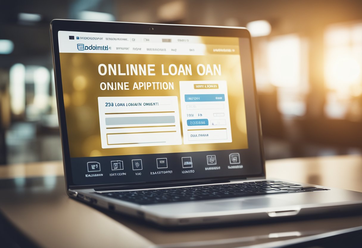 A laptop with a high limit online loan application open on the screen