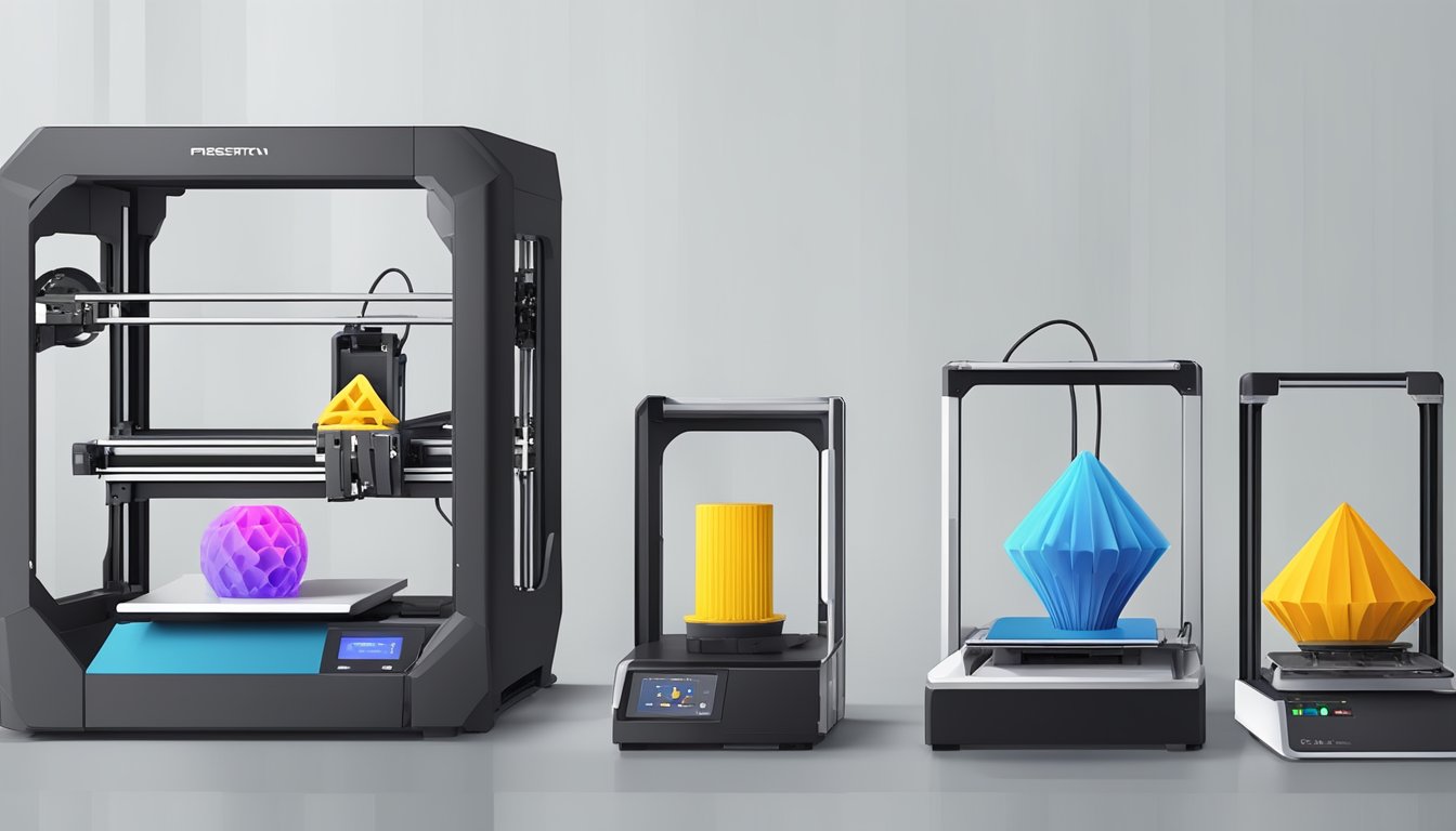 Various types of 3D printers showcasing their performance and printing capabilities