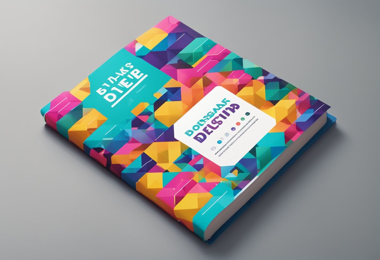 A book cover with vibrant colors and bold text stands out on a social media feed, surrounded by engaging graphics and positive reviews