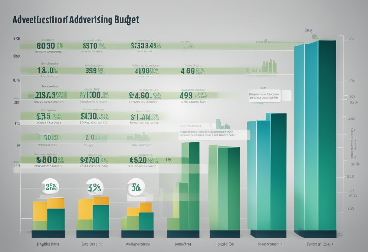 A bar graph showing the allocation of advertising budget across different platforms, with each platform labeled and the corresponding percentage of budget represented by the height of the bar