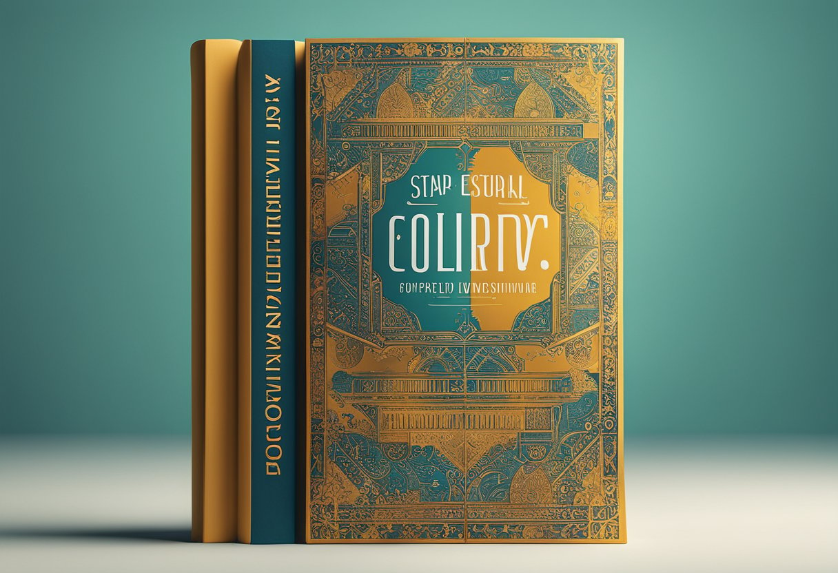 A captivating book cover with bold typography and vibrant colors, surrounded by glowing testimonials and captivating ad copy