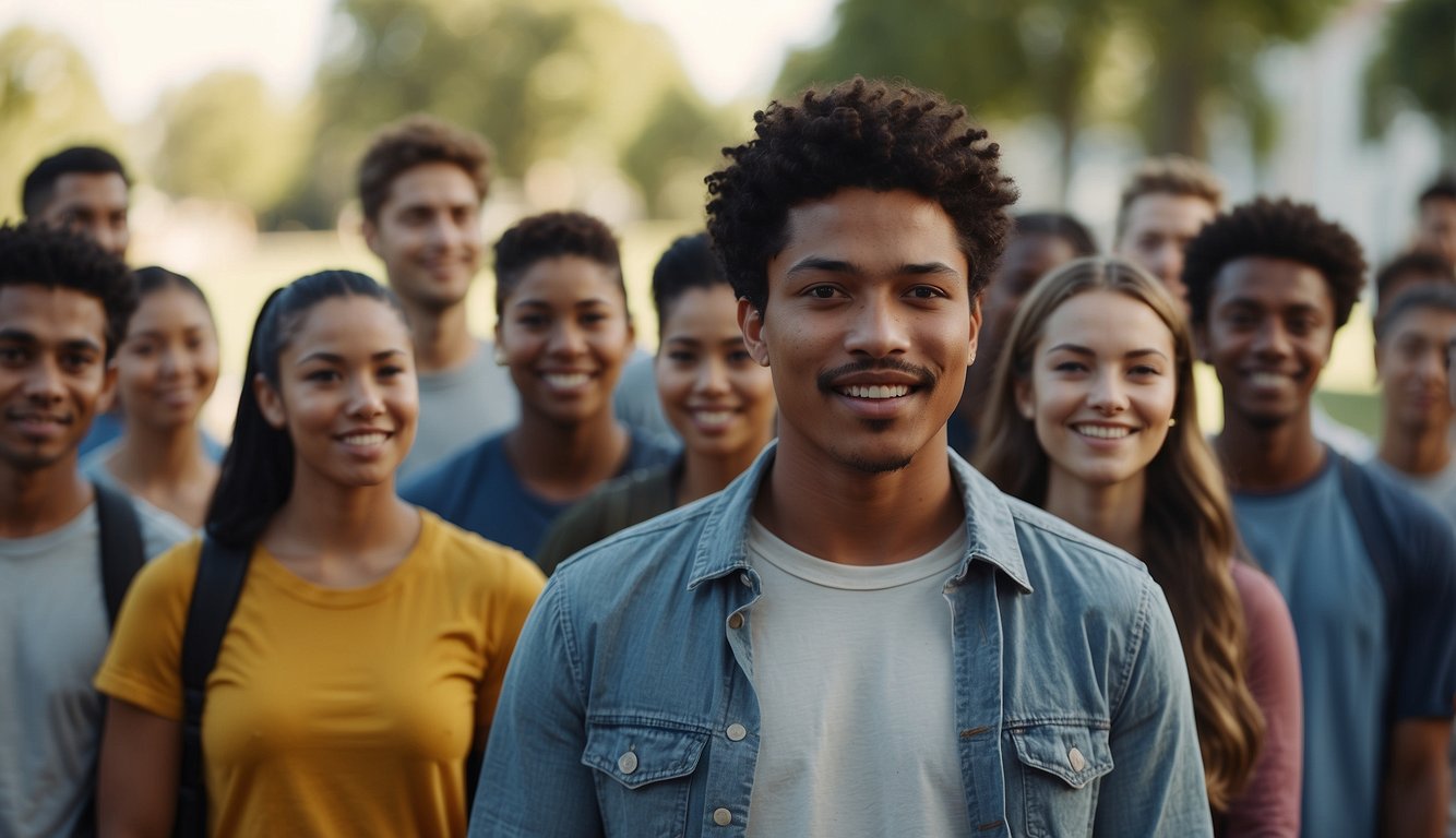 A youth leader stands before a group, speaking with confidence and clarity. They listen attentively, offering guidance and support to their peers