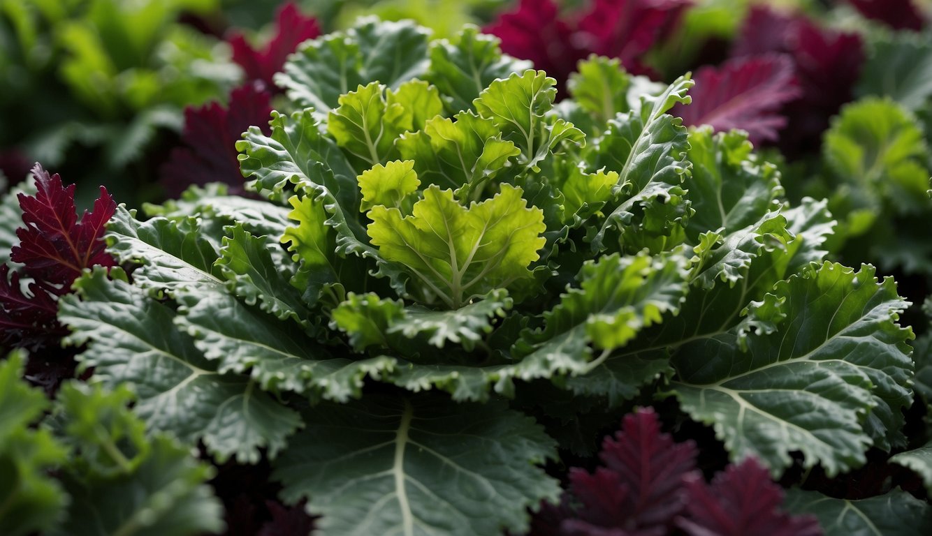 A variety of kale leaves arranged in a colorful and appetizing display