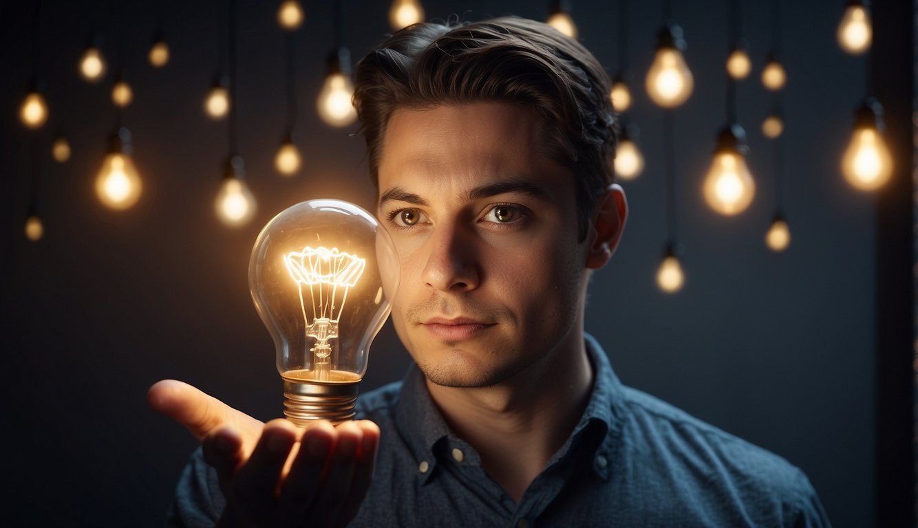 A light bulb illuminates above a person's head, symbolizing realization of a mistake