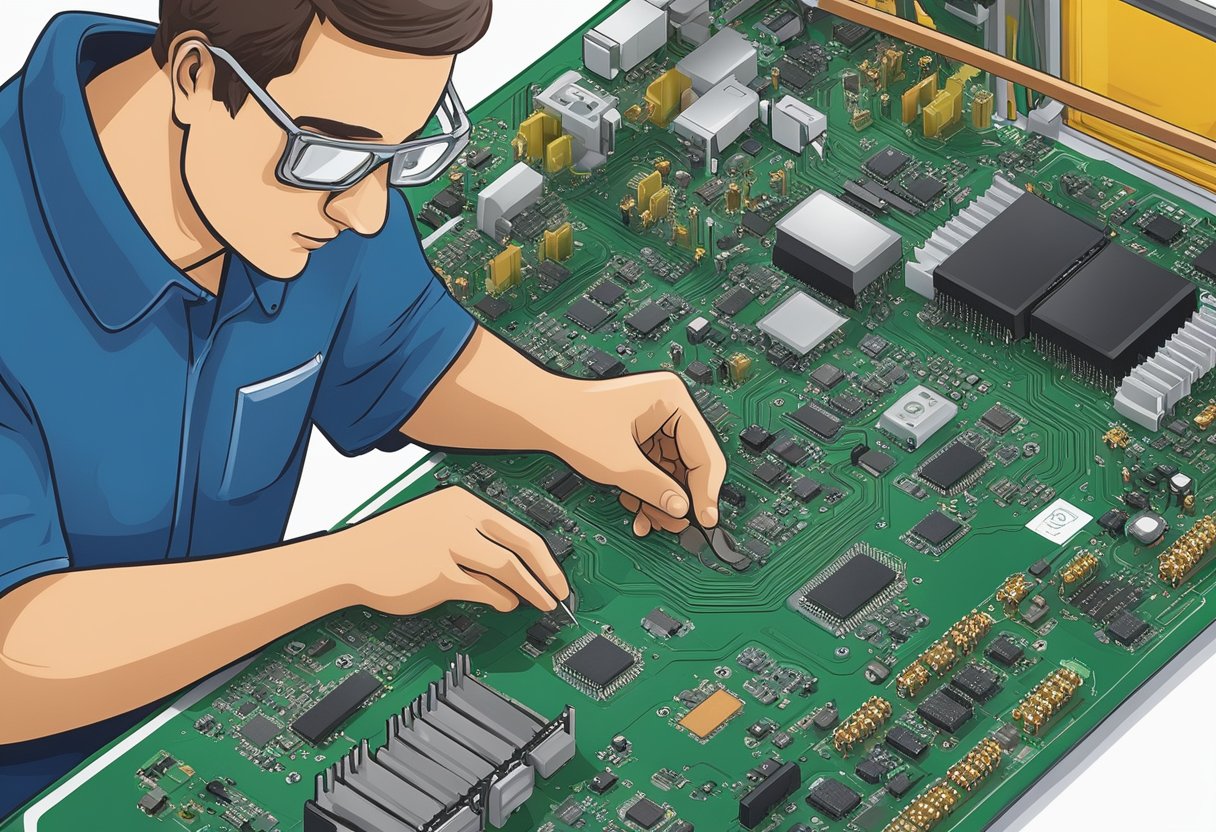 A technician meticulously places components onto a circuit board at a Melbourne PCB assembly service