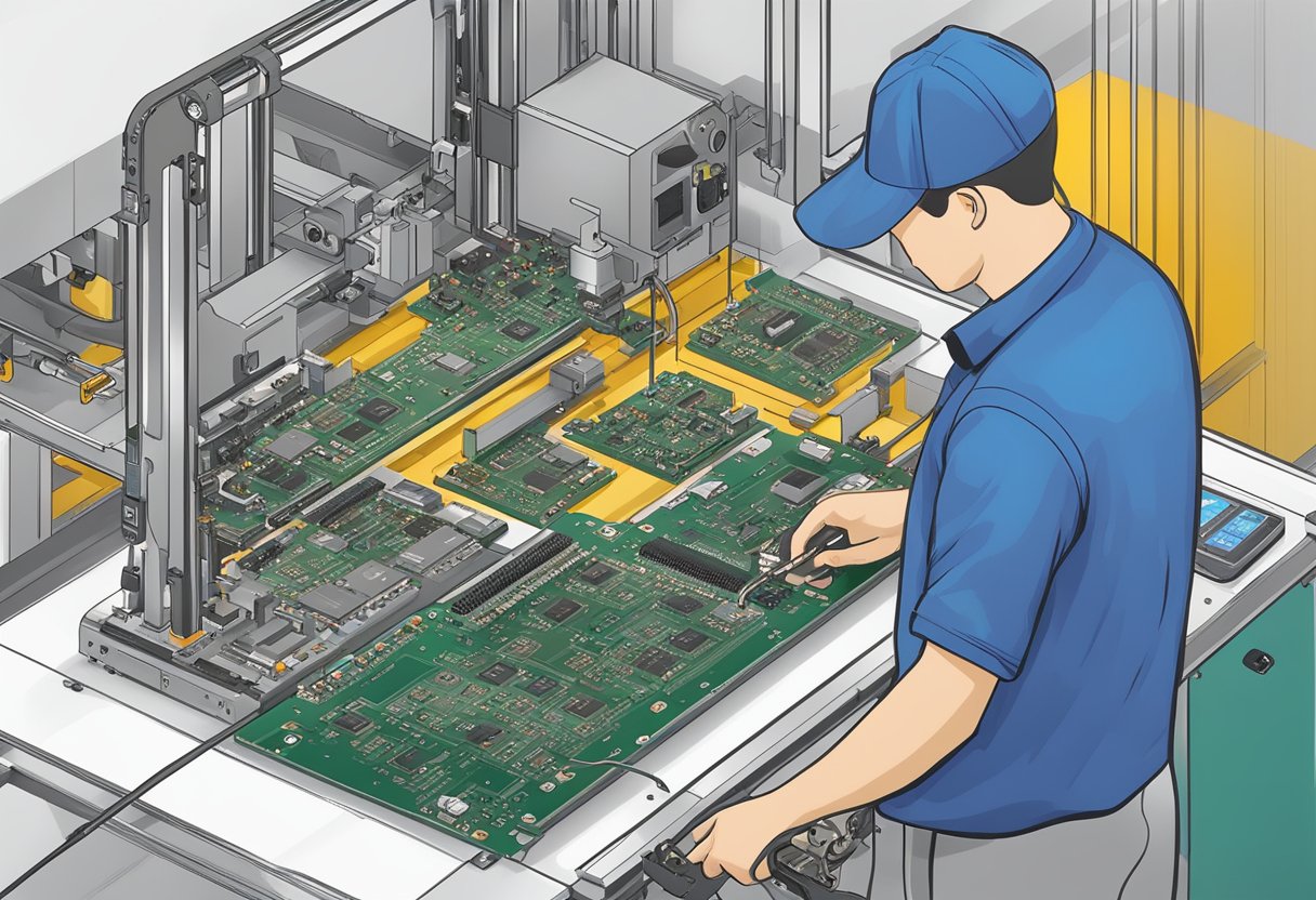 Components are placed onto the PCB, then soldered using reflow ovens. Inspection and testing ensure quality before packaging