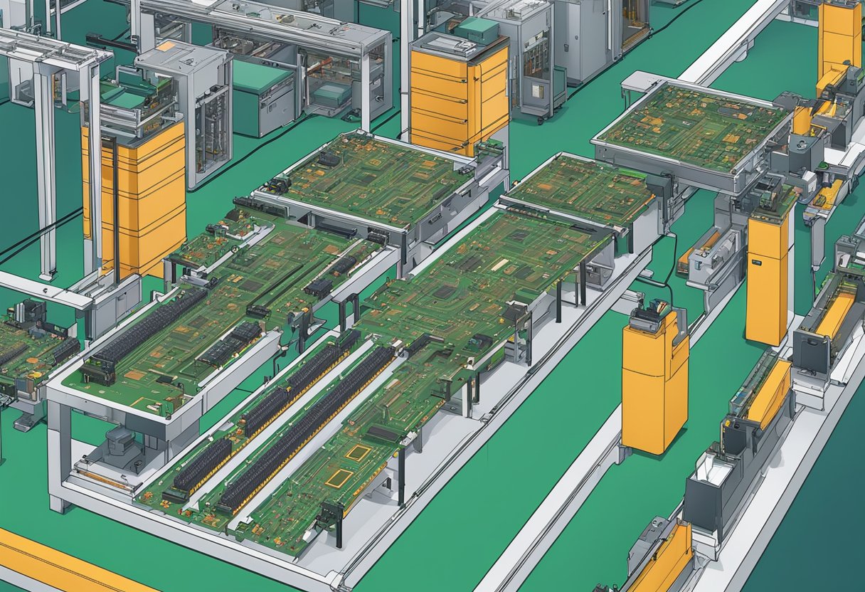 PCB components align perfectly on assembly line, following DFM guidelines