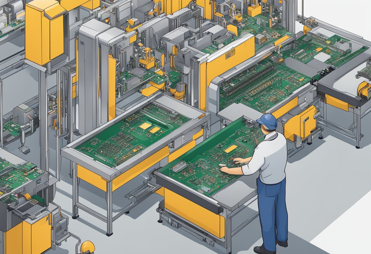 Components being placed on PCB in New England assembly line