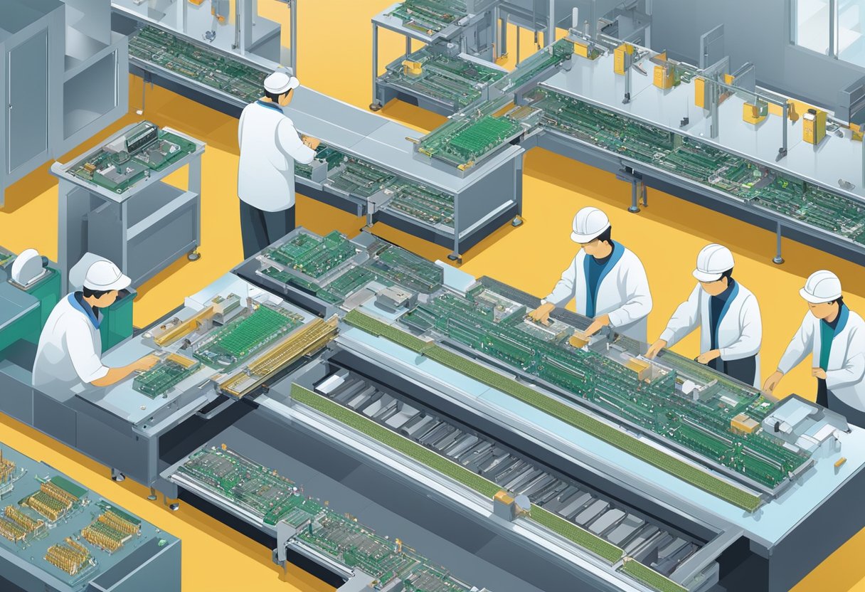 PCB components being assembled on a production line in China