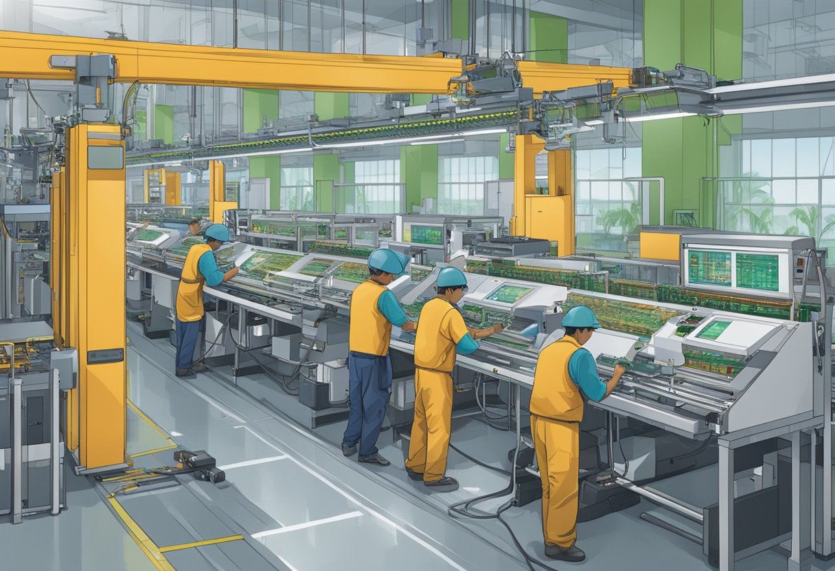 PCB assembly machines at work in an Indonesian factory