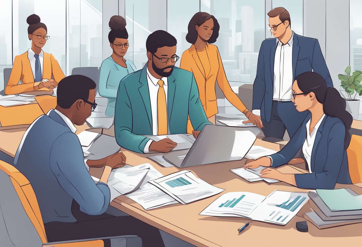 A group of diverse people working together, with a clear and simple definition of "incorporation" displayed prominently