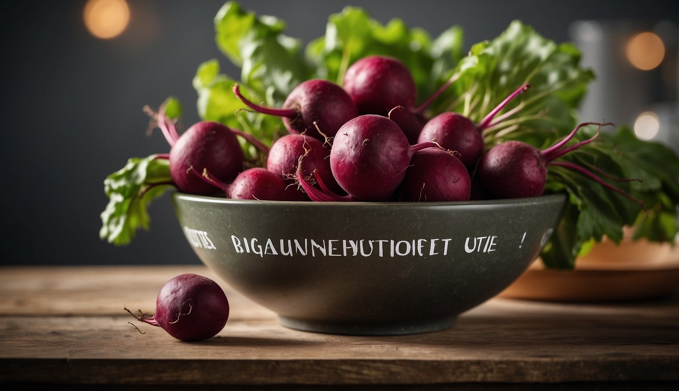A bowl of whole beetroots and a sign reading "Frequently Asked Questions: Is beetroot the same as beets?"