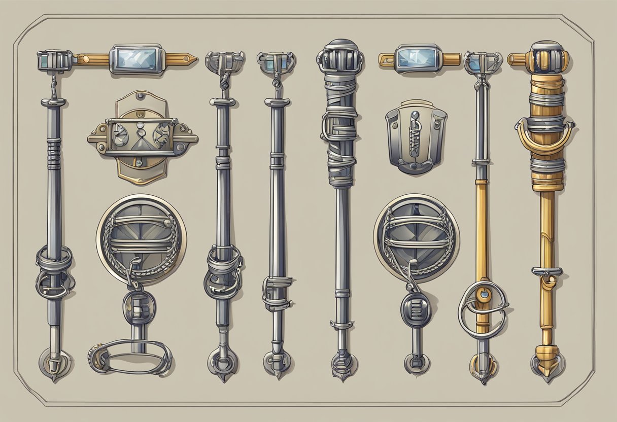 A set of braces is prominently displayed, surrounded by five myth-related symbols