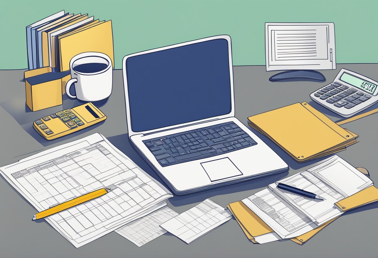 A table with paperwork, a calculator, and a computer, showing the breakdown of incorporation costs