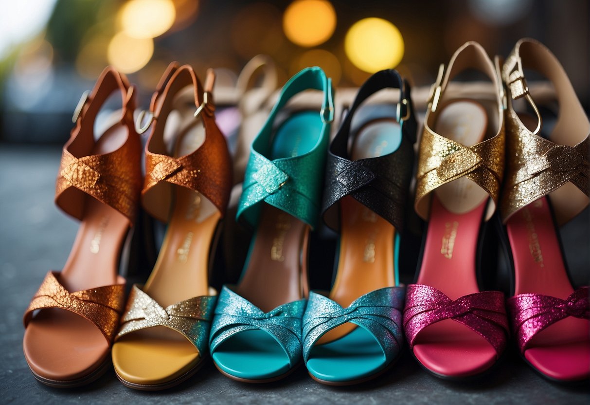 A display of colorful designer sandals arranged in a trendy and stylish manner