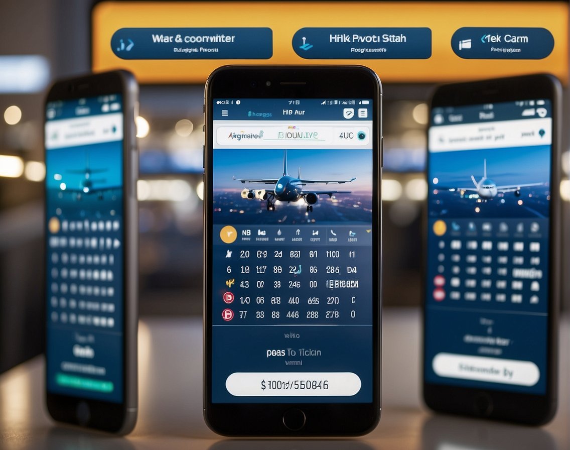 Passengers booking flights online, comparing prices, using promo codes, and selecting the best deals for cheap flights from London