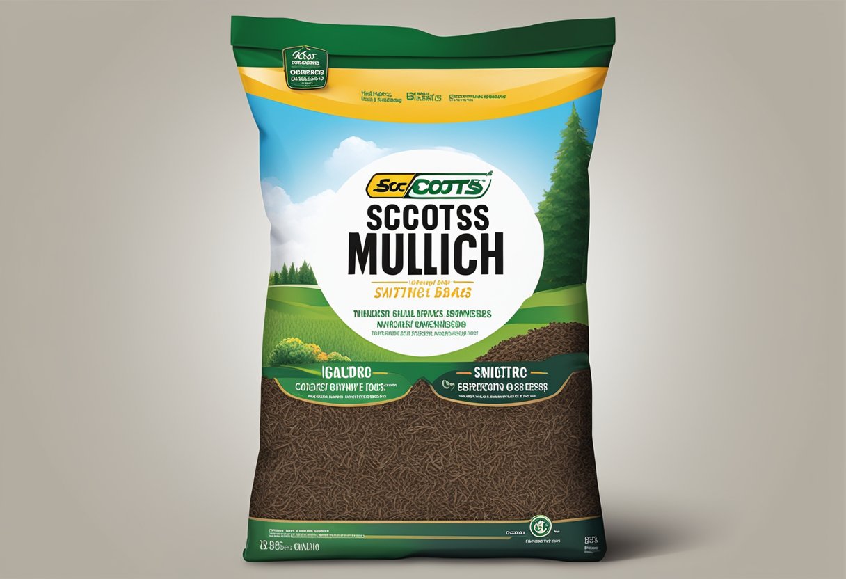 A side-by-side comparison of Vigoro and Scotts mulch bags, with their respective logos and product descriptions clearly visible