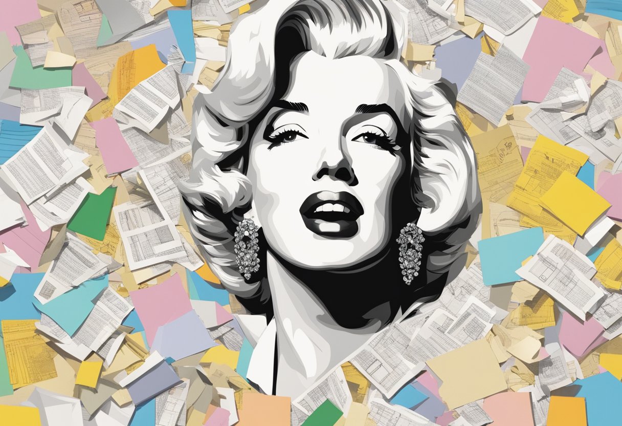 Marilyn Monroe's IQ test, scattered papers, a pencil, and a perplexed expression