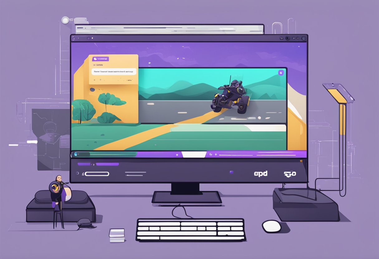 The Twitch interface with a visible ad and a disabled adblock feature highlighted